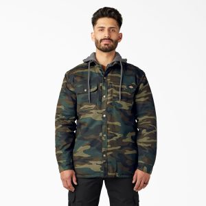 Water Repellent Duck Hooded Shirt Jacket