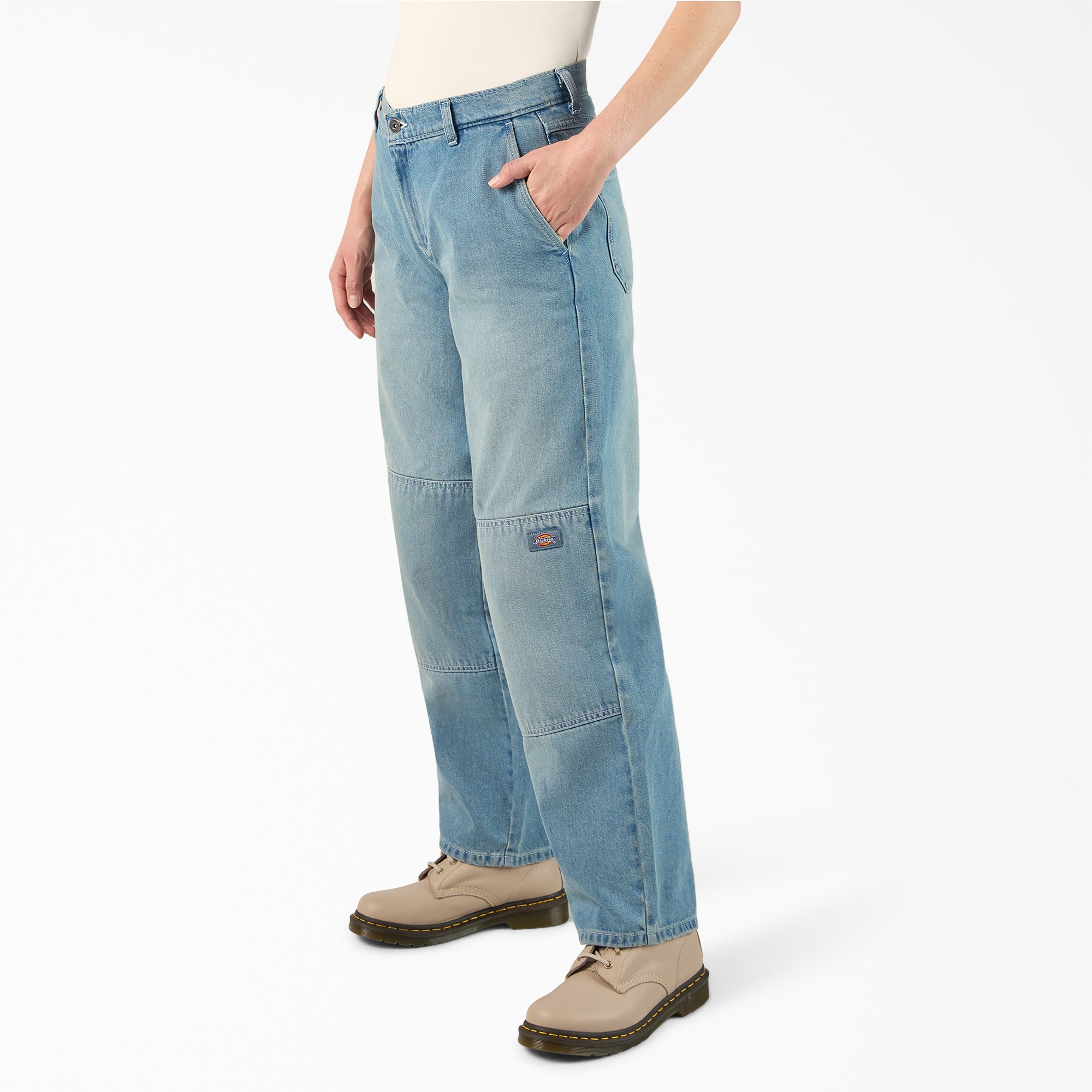 Women's Loose Fit Double Knee Jeans - Image 3