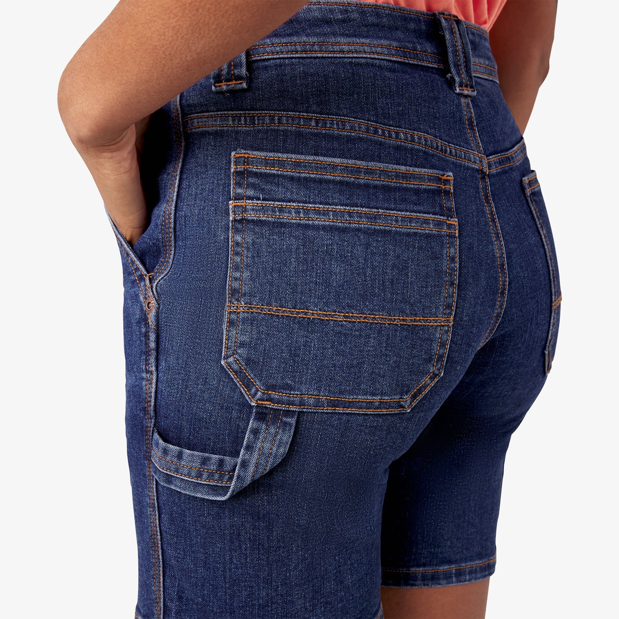 Women's Relaxed Fit Denim Carpenter Shorts. 7 - Image 7