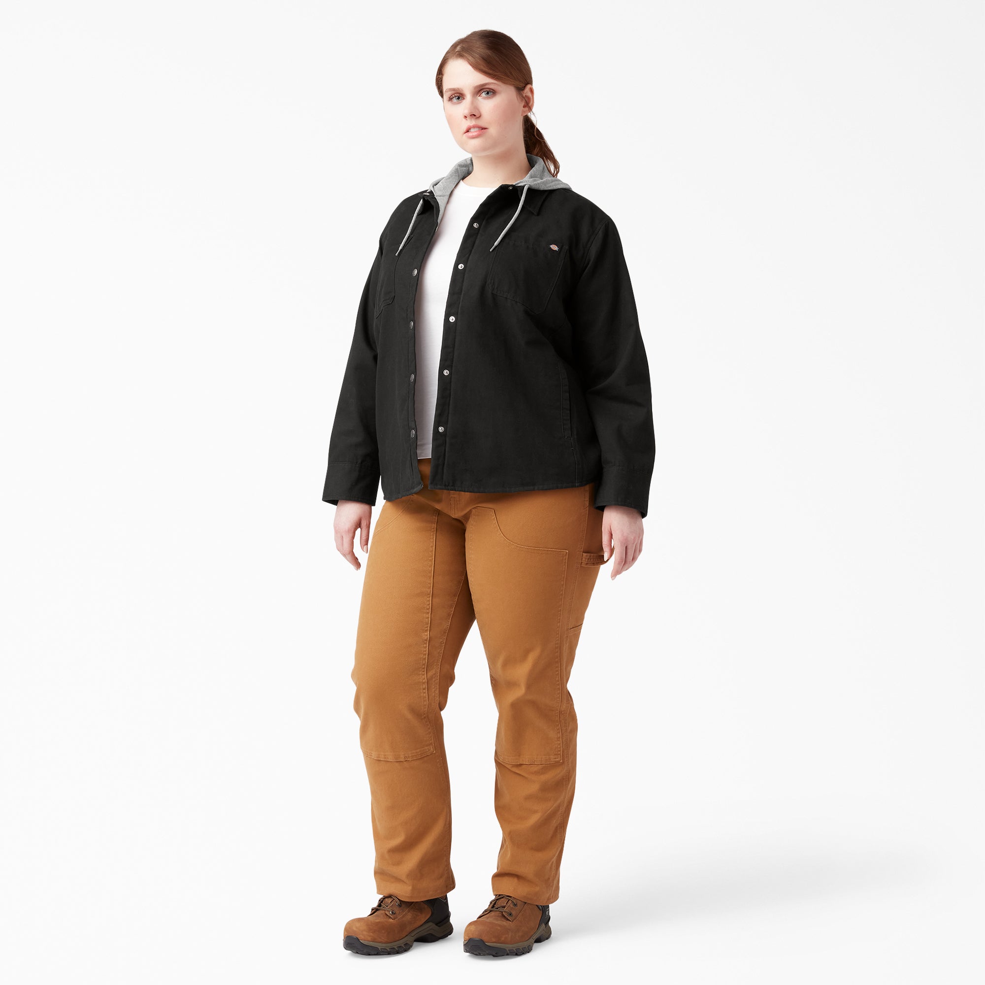 Women's Plus Duck Hooded Shirt Jacket - Image 4